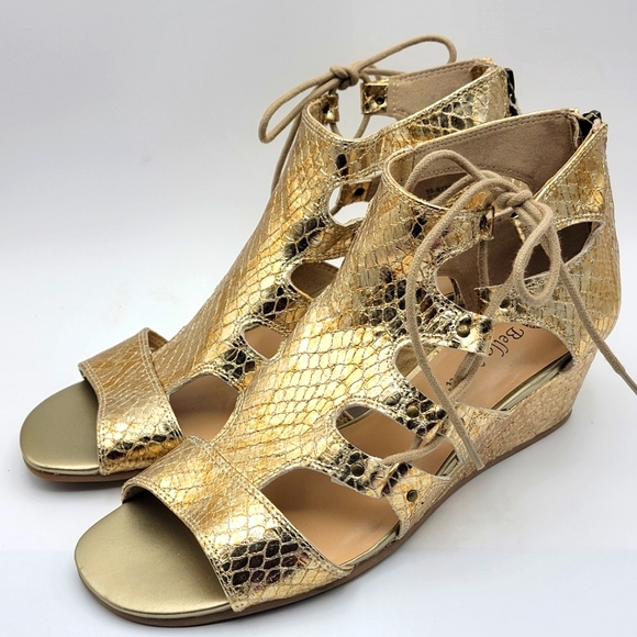 BELLA VITA Imani Ii Womens Metallic Snake Print Wedge Sandals Size 10W. S1088 - Picture 6 of 9